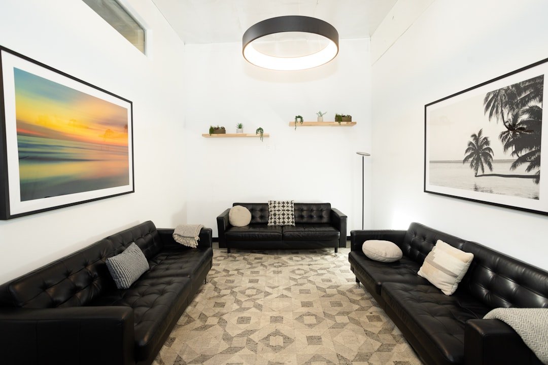 Floating sofa layout in a modern living room