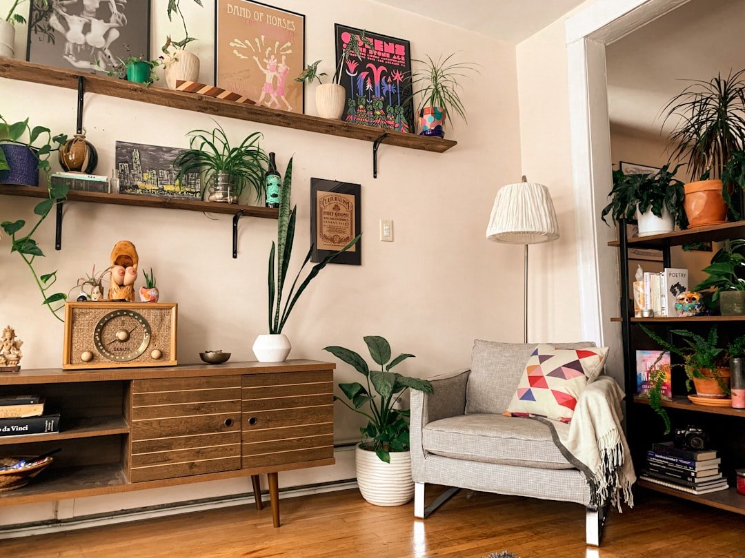 Framed art gallery wall in a cozy apartment