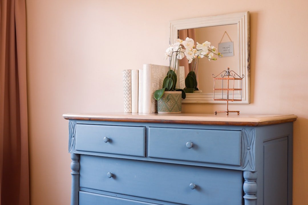 Painted blue dresser DIY furniture refresh