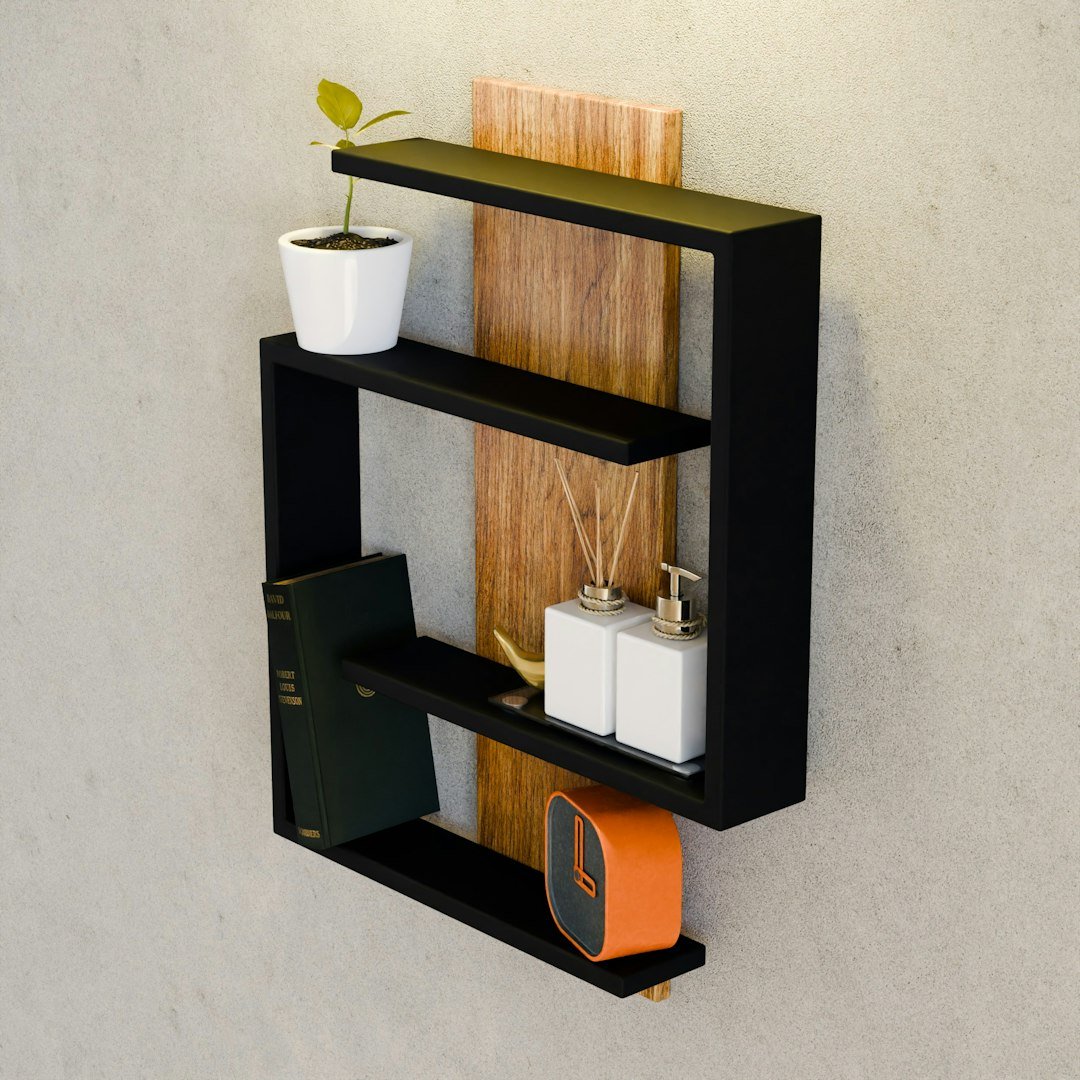 Vertical wall shelves for storage in a small apartment