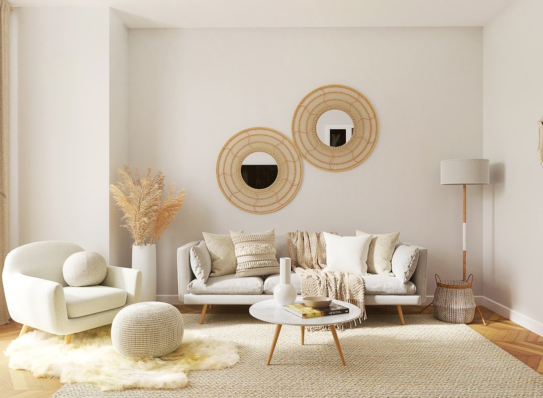 Warm neutral color palette living room decor